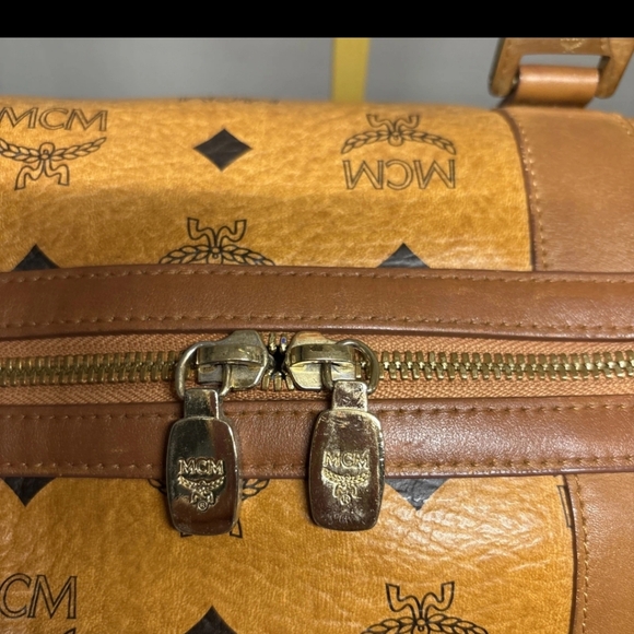 Authentic MCM Cognac Boston Leather Satchel Handbag - Picture 12 of 15